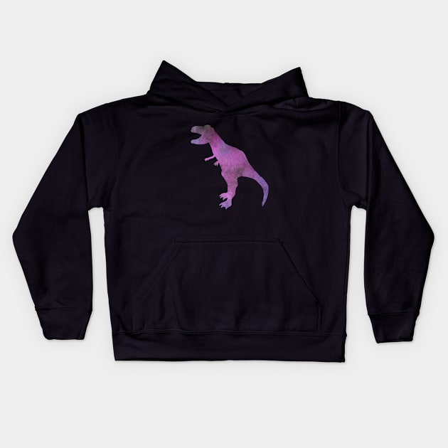 watercolor t-rex dinosaur - purple, pink, and gray Kids Hoodie by SRSigs